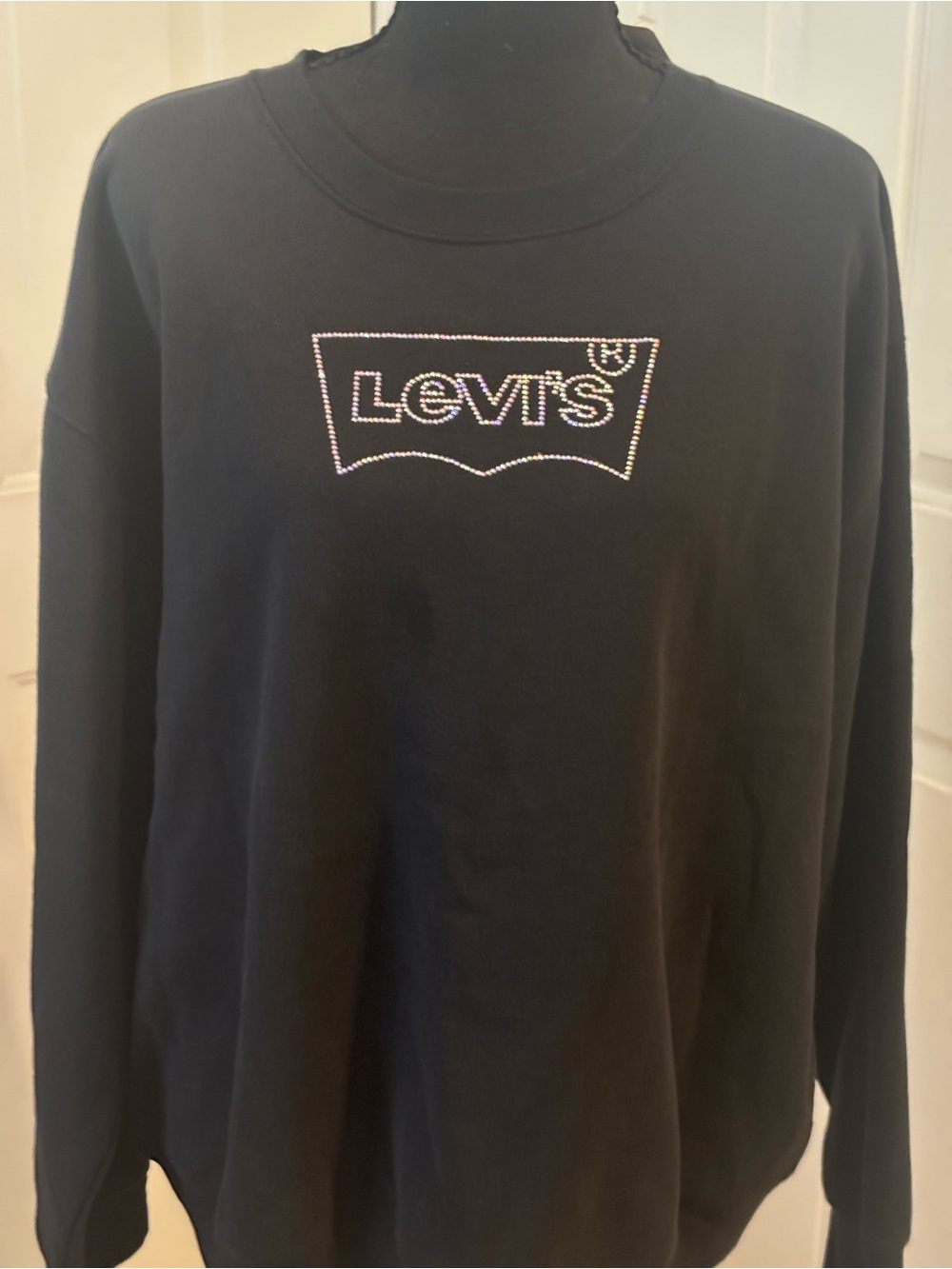 Levi's Black Crewneck Sweatshirt with Rhinestone Logo